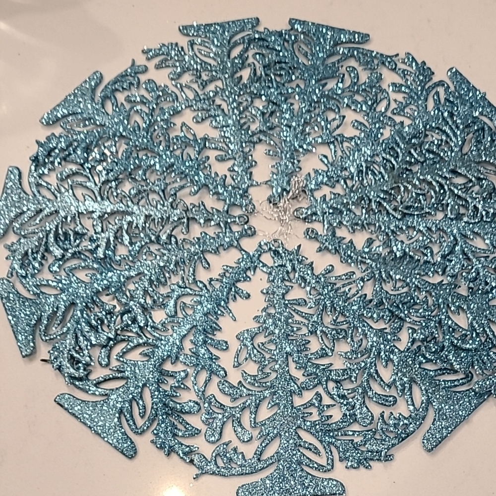 Pier 1 Imports Like New Turquoise Teal Glitter Trees